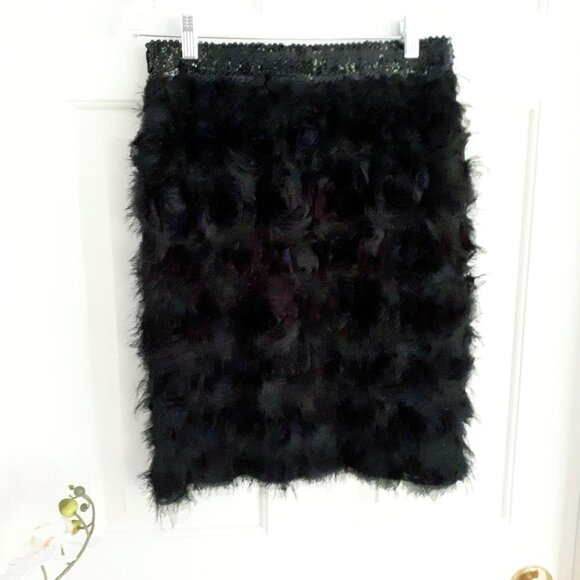 NWOT Mario Serrani black rosette sequin waistband skirt, Size 4 - Picture 6 of 6